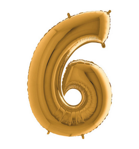 Fóliový balonek ve tvaru číslice 6 - zlatá (102cm,40") - BL02-5916