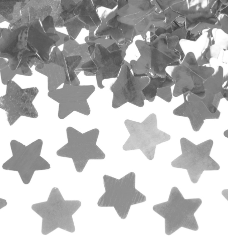 Party konfety - vystřelovací, hvězdy, barva stříbrná (1 ks) - KF4005