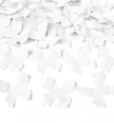 Party konfety - vystřelovací, motýlci, barva bílá (1 ks) - KF4001