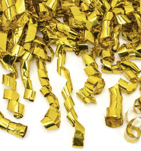 Party konfety - vystřelovací, proužky, barva zlatá (1 ks) - KF4004