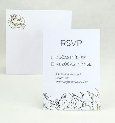 Svadobná kartička so zlatou razbou kvetín - RS4003