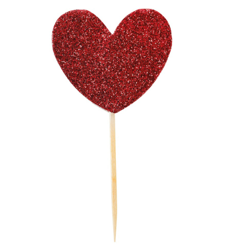 Zápich - Red Glitter Heart (12 Ks) - ZP4013