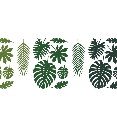 PartyDeco - Decorations Aloha - Tropical leaves, mix (21 ks) - DS022