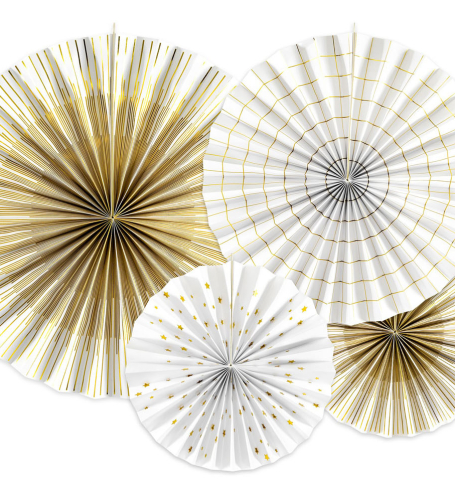 PartyDeco - Decorative Rosettes, white (4 ks) - DS019