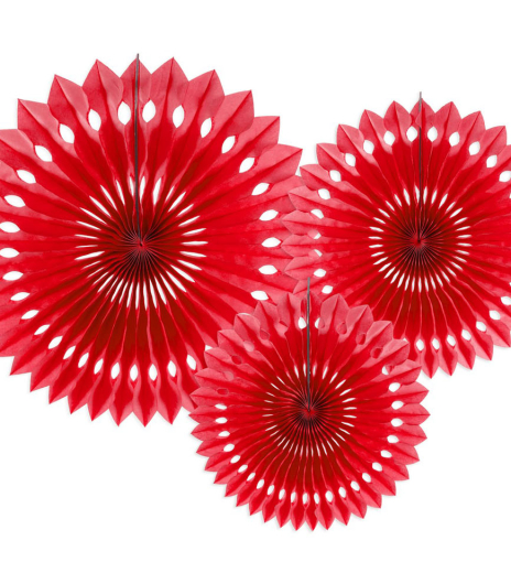 Závěsná dekorace červená 20-30 cm (3 ks) - DS015