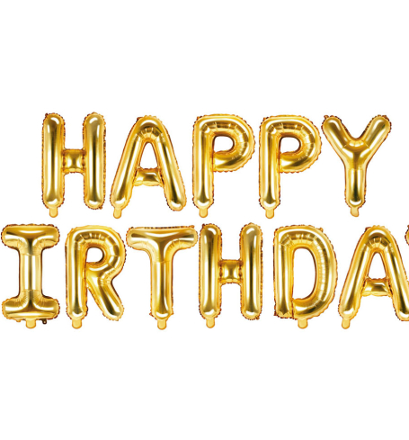 Párty balónik - folióvý - Happy Birthday, gold (1 ks) - BL02-0006