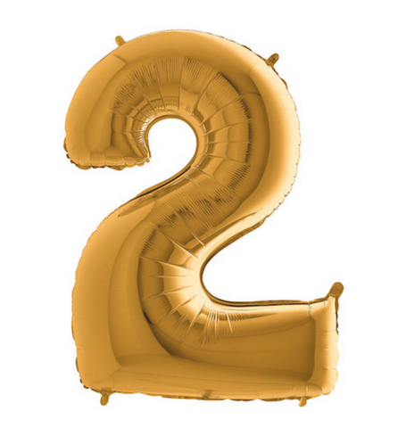 Fóliový balonek ve tvaru číslice 2 - zlatá (102cm,40") - BL02-5912