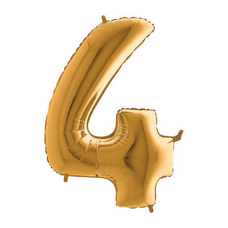 Fóliový balonek ve tvaru číslice 4 - zlatá (102cm,40") - BL02-5914