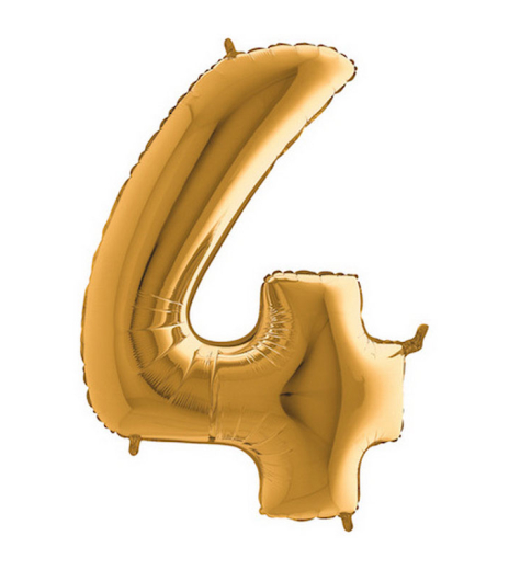 Fóliový balonek ve tvaru číslice 4 - zlatá (102cm,40
