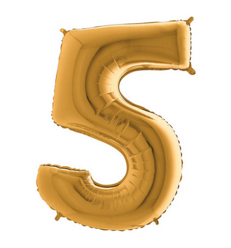 Fóliový balonek ve tvaru číslice 5 - zlatá (102cm,40") - BL02-5915