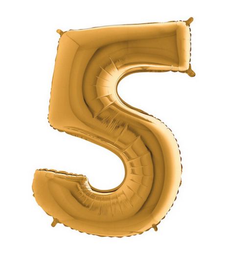 Fóliový  balón v tvare čísla 5 - zlatý (102cm,40