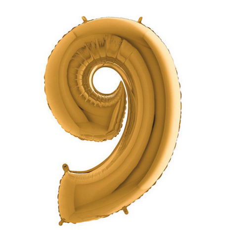 Fóliový  balón v tvare čísla 9 - zlatý (102cm,40") - BL02-5919