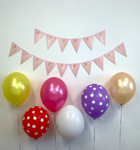 Party girlanda - Krásné narozeniny - vlaječky, růžové - GR5074