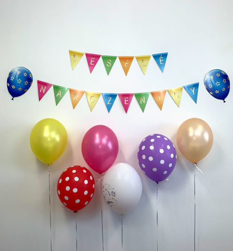 Party girlanda - Veselé narozeniny - vlaječky, balónky - GR5076