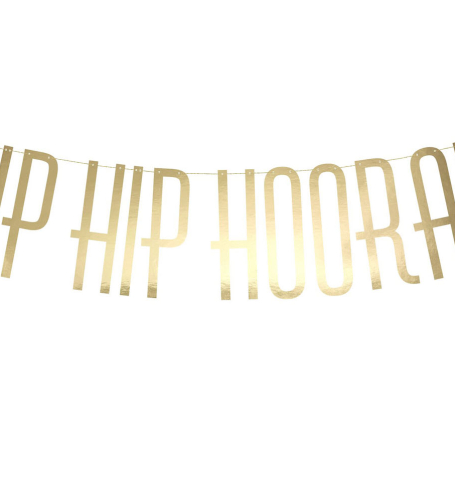 Party girlanda - Banner Hip Hip Hooray, gold (1 ks) - GR4008
