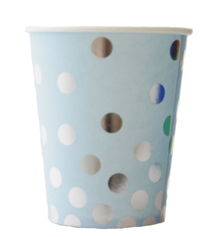 Papierový pohárik modrý so striebornými bodkami (6ks) - KL5202