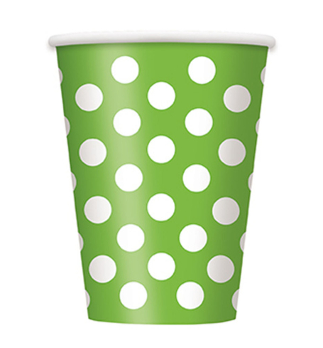 Papírový kelímek Zelené s bílými puntíky (6 ks) - KL5101