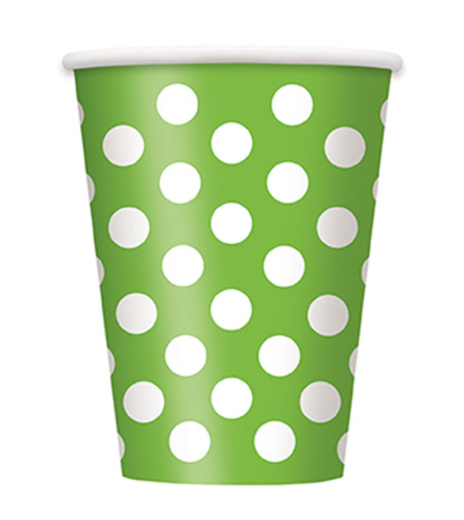 Papírový kelímek Zelené s bílými puntíky (6 ks) - KL5101