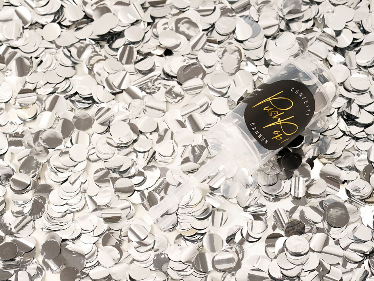 Party konfety - push pop, stříbrné (1 ks) - KF4008