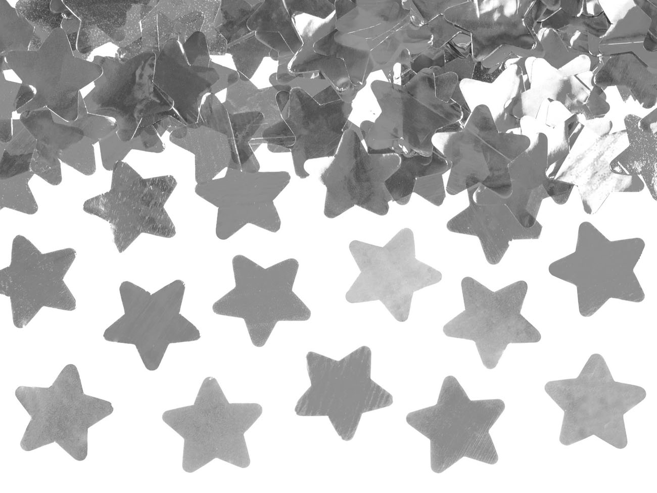 Party konfety - vystřelovací, hvězdy, barva stříbrná (1 ks) - KF4005