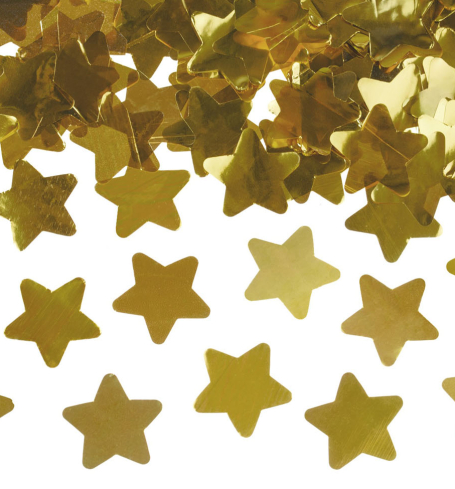 Párty konfety - vystreľovacie, hviezdy, farba zlatá (1 ks) - KF4006