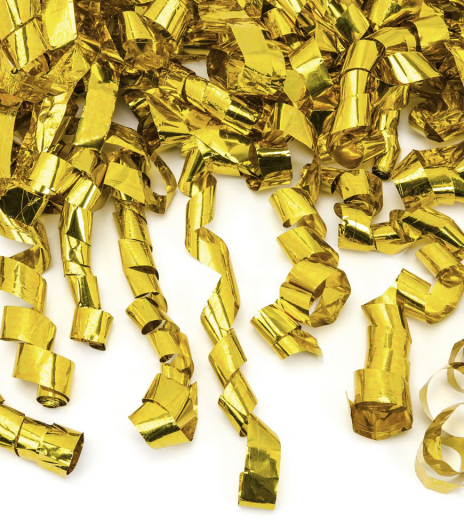 Party konfety - vystřelovací, proužky, barva zlatá (1 ks) - KF4004
