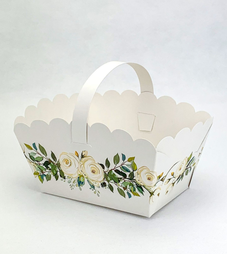 Košíček na cukrovinky s bielymi ružami - KOS02-4017-01