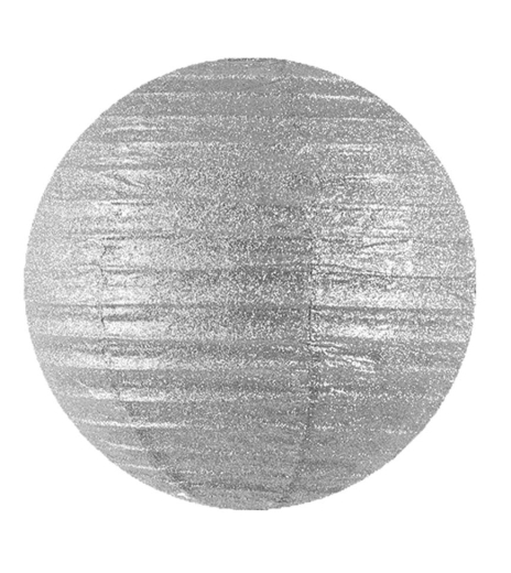 Lampion - Glittery lantern, silver, Ø 25 cm (1 ks) - LP4008