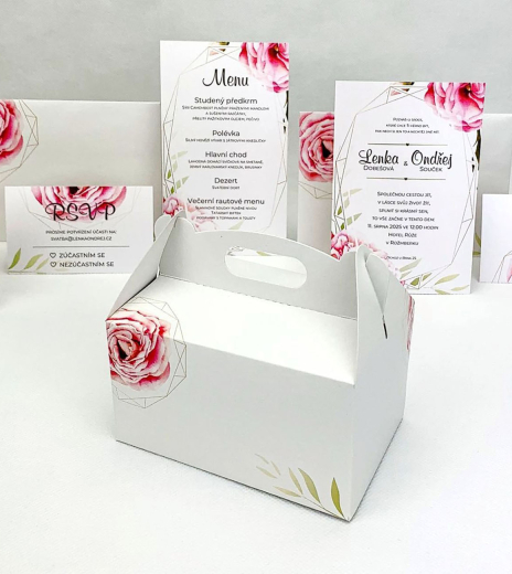Svatební krabička malá s růží - K33-4013-01