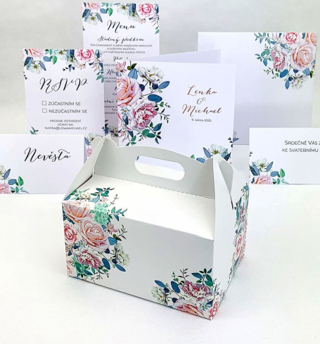Svatební krabička s květinovým motivem - K33-4014-01