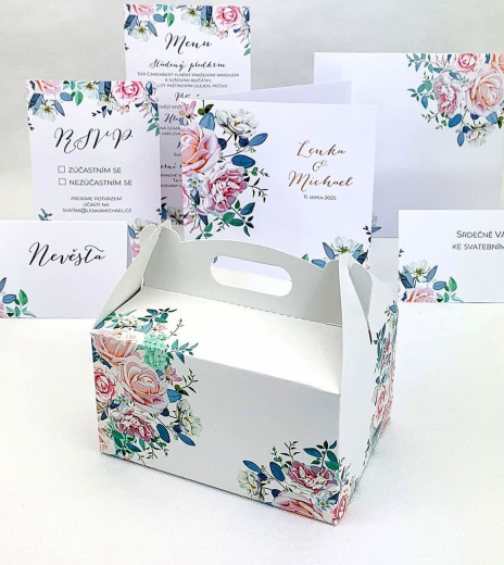 Svatební krabička s květinovým motivem - K33-4014-01
