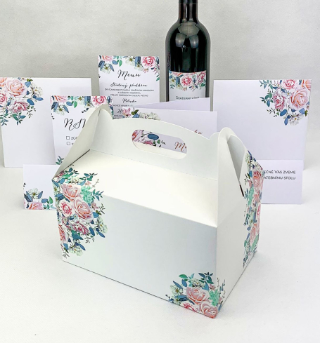 Svatební krabička střední s květinovým motivem - K56-4014-01