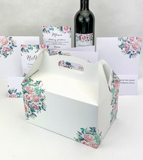 Svatební krabička střední s květinovým motivem - K56-4014-01