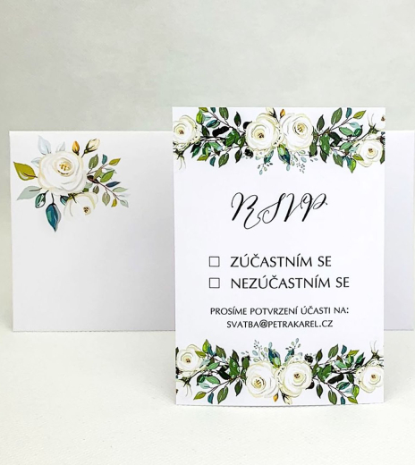 Svadobná kartička s bielymi ružami - RS4017
