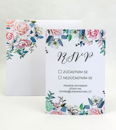 Svatební kartička s květinovým motivem - RS4014