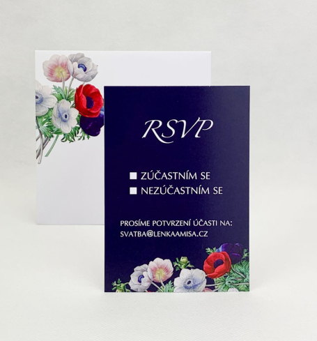 Svatební kartička s květy sasanek - RS4015