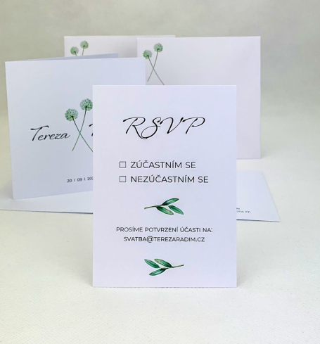 Svatební kartička s lístky - RS4005