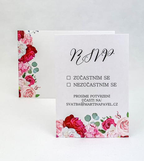 Svadobná kartička s růžemi a pivonkami - RS4020