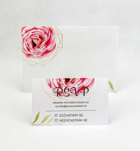 Svatební kartička s růží - RS4013