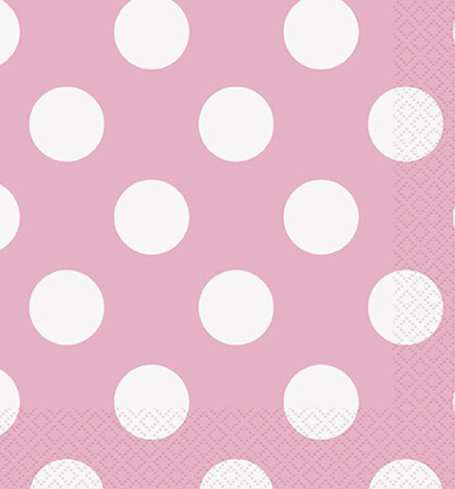 Papírový ubrousek růžový s puntíky (16 ks) - UB5105