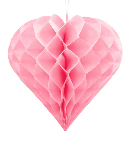 Závěsná dekorace  - Honeycomb Heart, light pink, Ø 20 cm (1 ks) - ZV4012