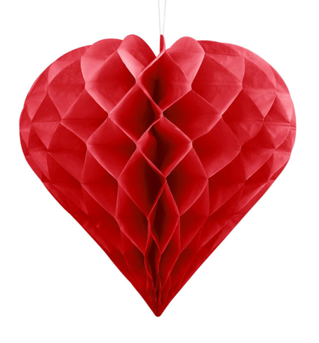 Závěsná dekorace  - Honeycomb Heart, red, Ø 20 cm (1 ks) - ZV4010