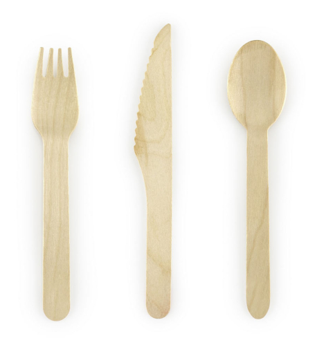 Dřevěné příbory - Wooden cutlery, mix (18 ks) - PB001