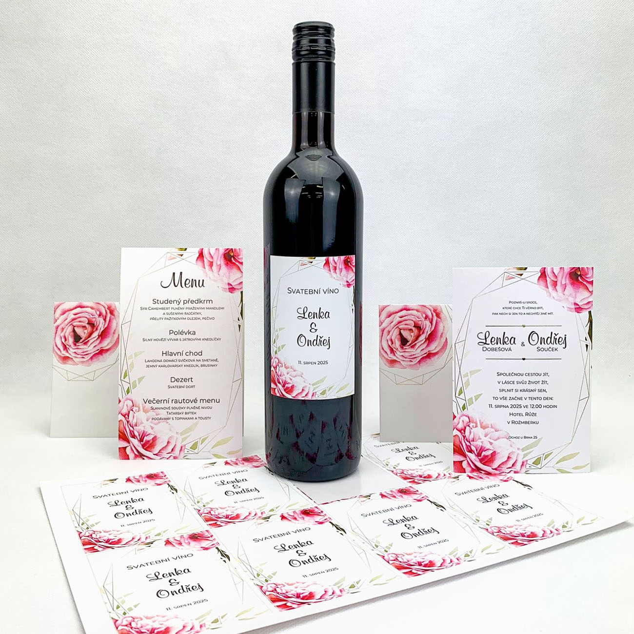 Svatební etiketa s růží - ETV4013