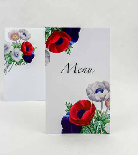 Svadobné menu s farebnými kvetmi sasaniek - M4011