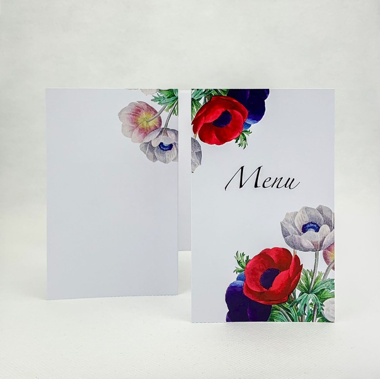 Svatební menu s barevnými květy sasanek - M4011