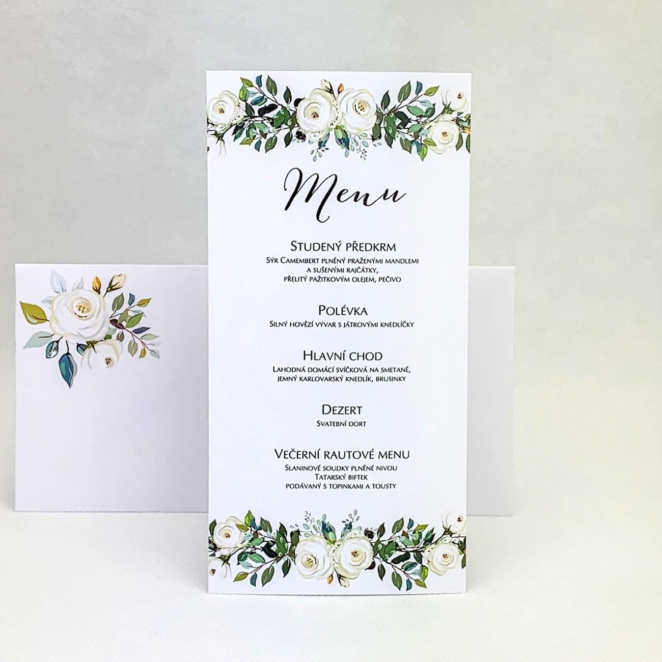 Svadobné menu s bielymi ružami - M4017