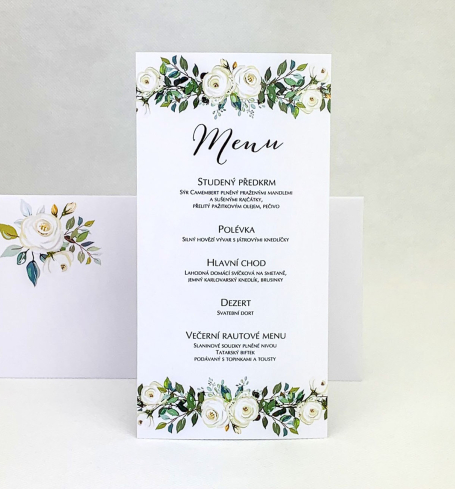 Svadobné menu s bielymi ružami - M4017