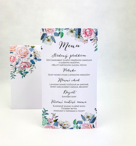 Svatební menu s květinovým motivem - M4014