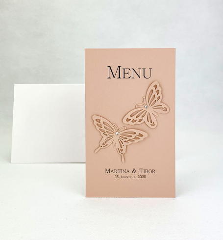 Svatební menu s motýlky - M4025A
